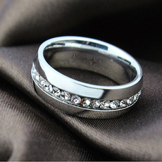 Cubic Zirconia, Steel, crystal ring, wedding ring