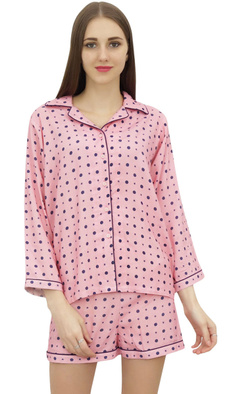 shirtwithpajamanightsuitset, night dress, topwithshortsnightsuitset, pink