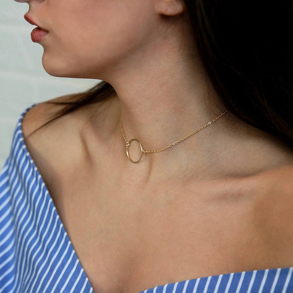 Chain Big Circle Choker Necklace 