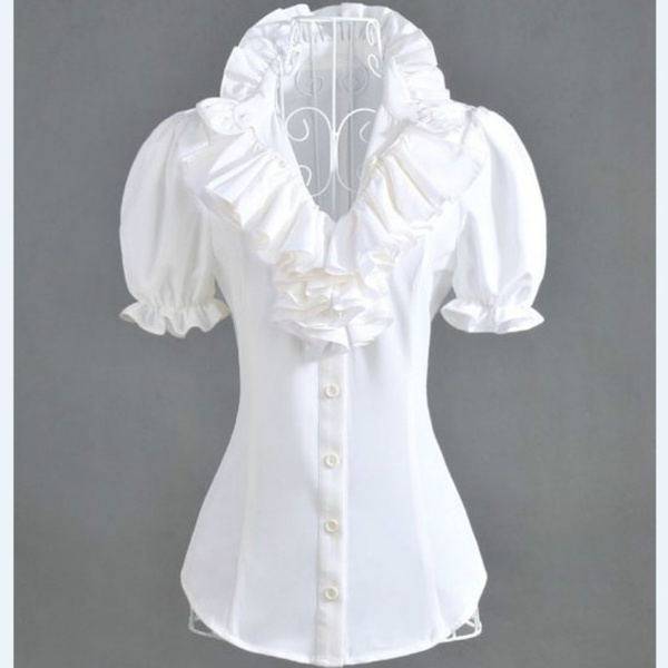 White ruffle store blouse short sleeve