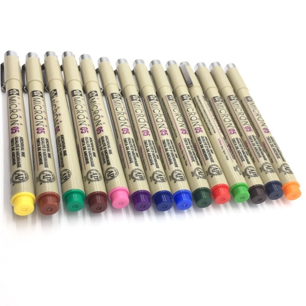 14colors SAKURA Pigma Micron Liner Pen 0.25mm 0.45mm Color Fineliner Drawing Lines Marker Pen Student Supplies | Wish