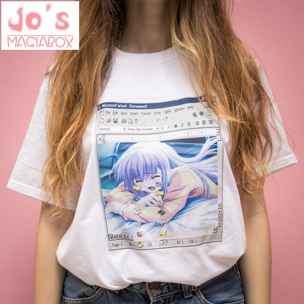 Cute Kawaii Anime Girl Japanese Manga Lettering - Kawaii Anime Girl - T- Shirt