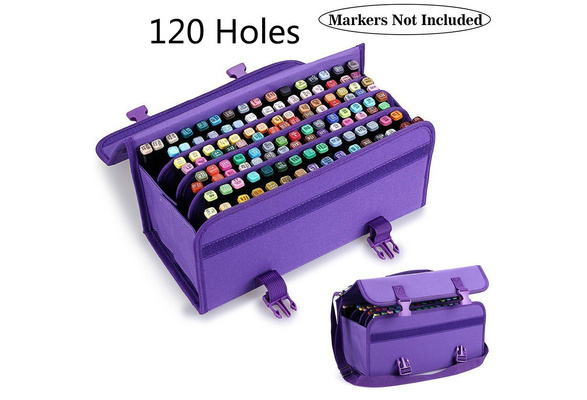 ADVcer Marker Case 120 Storage Holders, Foldable Extendable Oxford  Organizer with Carrying Handle, Shoulder Strap, QR Buckle for Copic Marker