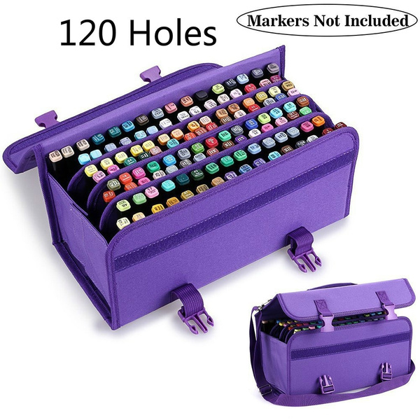 Marker Storage Case 120 Holders, Foldable Oxford Organizer with Carrying  Handle, Shoulder Strap and QR Buckle for Alcohol Markers, Sharpie Marker,  Dry Erase / Permanent Markers Set