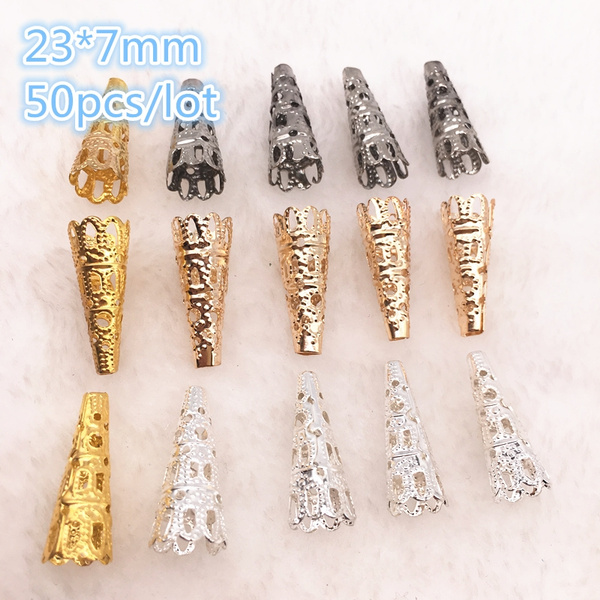 Hollow Flower Bead Caps - Cone End Cap Filigree Jewelry Making Supplies  50pcs Se