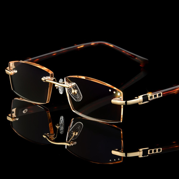 Designer rimless prescription glasses on sale