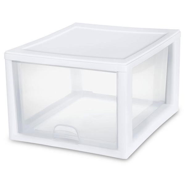 Sterilite 27 Quart Clear & White Plastic Storage Bin with One Drawer, 12  Pack, 12pk - Gerbes Super Markets