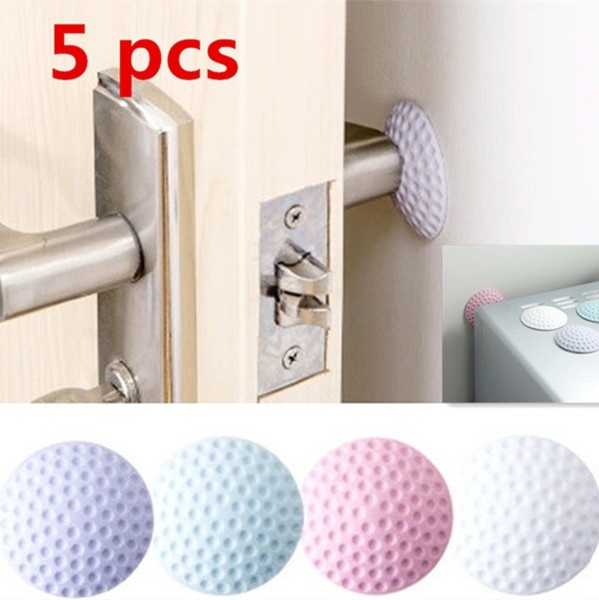 5pcs Wall Protectors Self Adhesive Rubber Stop Door Handle Bumper Guard Stopper 