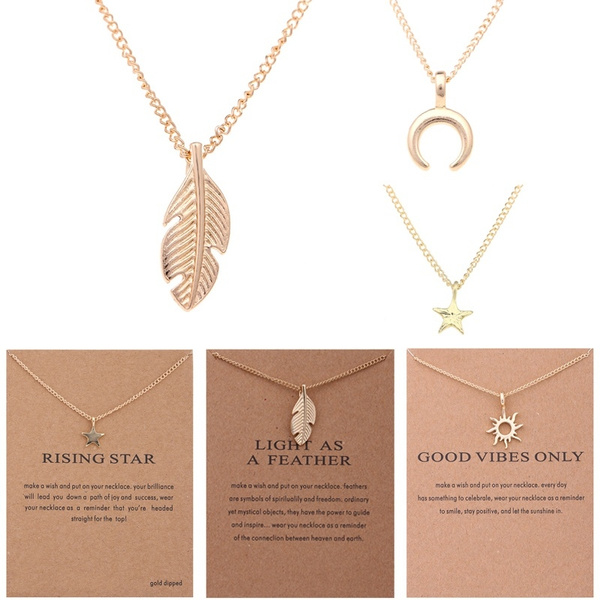 Fashion Little Cat Bird Gold Plated Cute Young Leafs Sun Pendant Girls Wish  Card Necklace Jewelry - Buy Gold Pendant Necklace,Wish Card