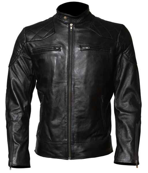 Men's Black 100%Genuine Leather Biker Motocross Cafe Racer Motorcycle ...