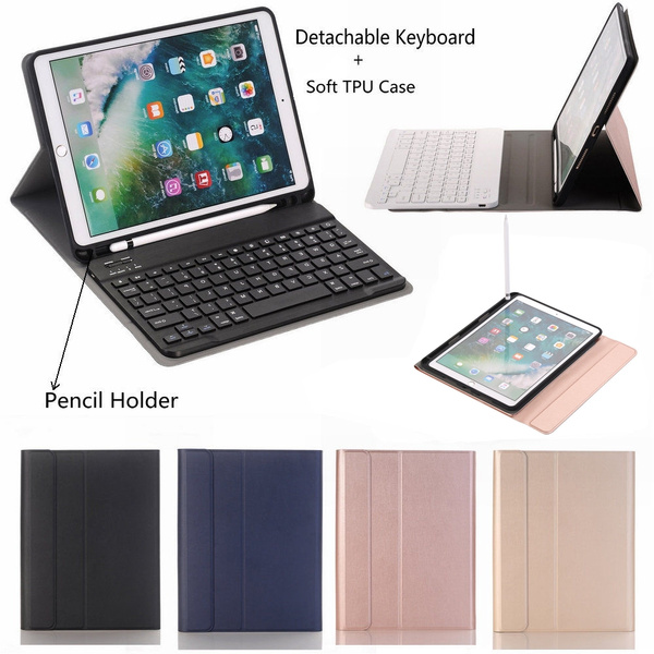 -iPad 2017 Dark Blue -iPad Pro 9.7-Air 2&1,Dingrich Shockproof TPU Back Cover Magnetic Leather,Bluetooth Detachable Keyboard 5th Gen 6th Gen iPad Keyboard Case with Pencil Holder for New iPad 2018 