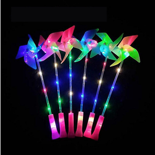 10pcs Led Glowing Windmill Flashing Windmill Colorful Four Leaf