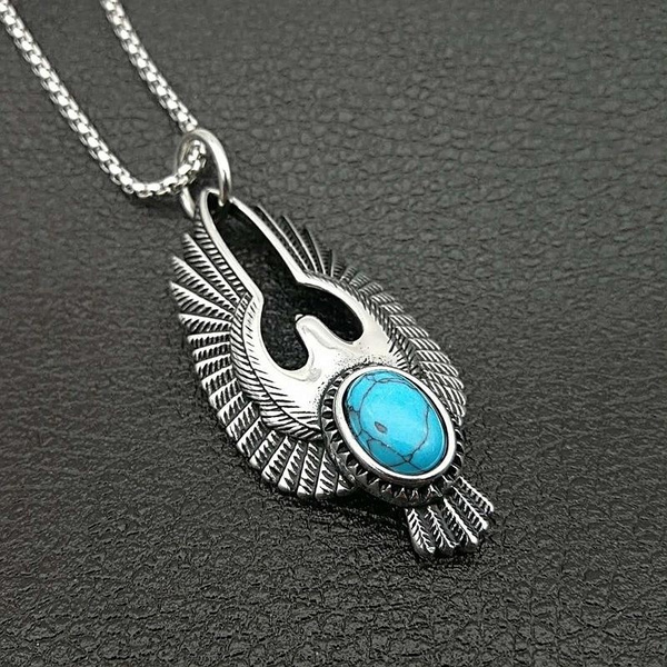 Titanium Steel Punk Rock Antique Silver Vintage Tribal Huge Winged ...