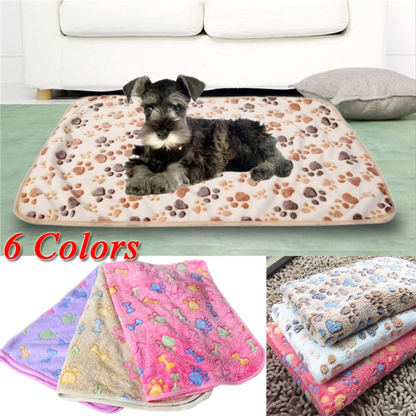 Warm Pet Mat Small Large Paw Print Cat Dog Puppy Fleece Soft Blanket Bed Cushion 