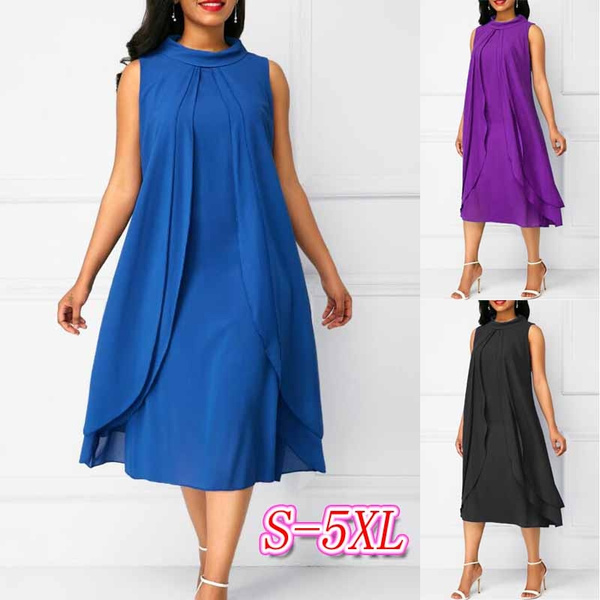 plus size Layered Sleeveless Chiffon Dress | Wish