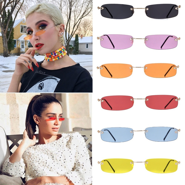 Retro Square Sunglasses for Women Men Small Frame Rectangle