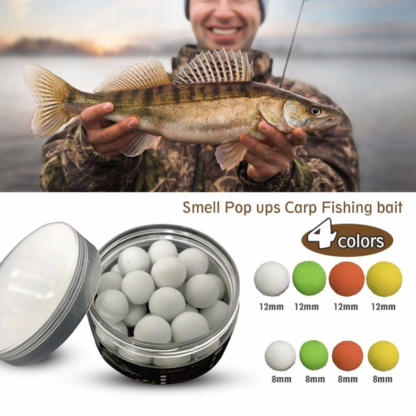 30pcs 8mm 12mm Smell Pop ups Carp Fishing Bait Boilies 4 Flavors Floating  Smell Ball Beads Feeder Artificial Carp Baits Lure