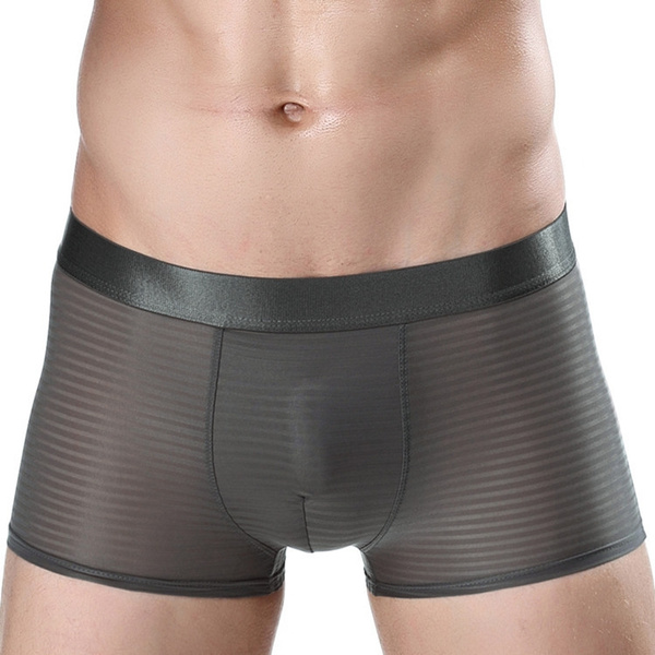 Mens Transparent Sexy Boxer Pants Breathable Underwear Erotic