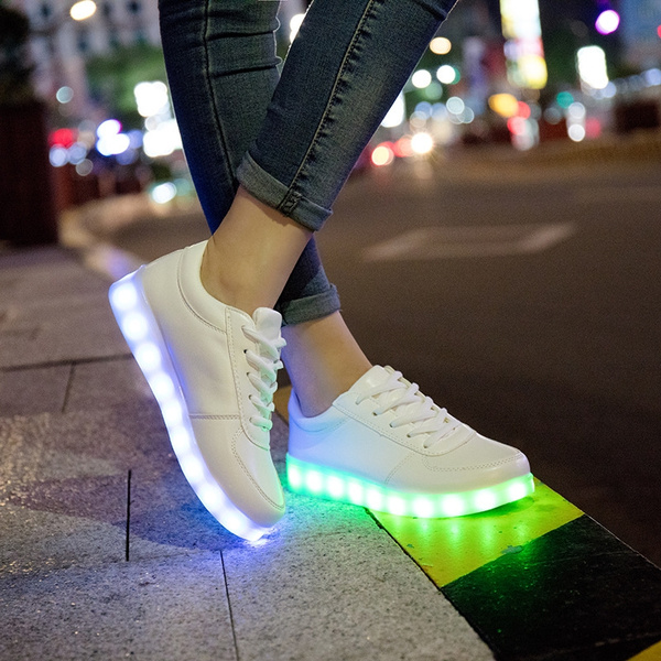 Family Smiles LED Light Up Sneakers Low Top USB Charging Lace-Up Men Women  Unisex Shoes Inferno Flames Orange