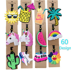 60 Patterns Creative Luggage Tag Silica Gel Suitcase ID Addres Holder Baggage Boarding Tags Portable Label Travel Accessories