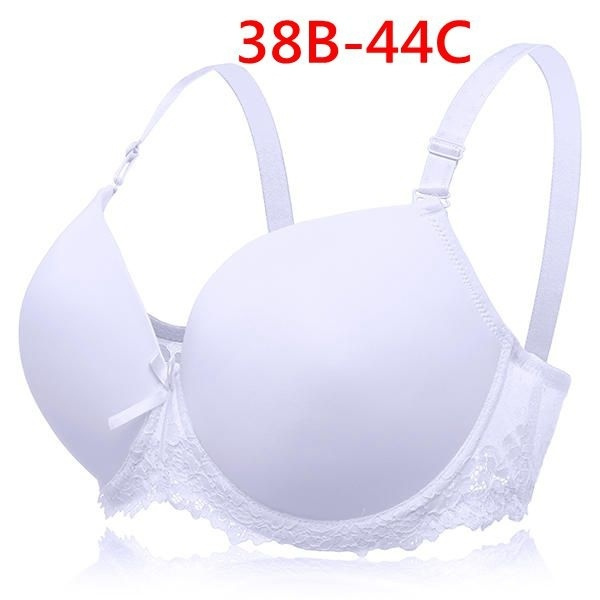 Plus Size B C Cup Bras Full Busty Sexy Lace Trim Soft Cotton Push Up Bh ...