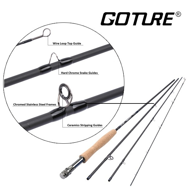 Goture Bluewater Fly Fishing Rod 9ft 2.7M 30T Carbon Fiber Cork Handle 5wt/ 6wt/7wt/8wt M/MF Action Fly Rod Fishing Tackle