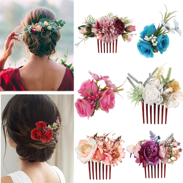 Women Wedding Hair Flower Hairpins for Girls Sweet Floral Hair Clips Women Brooch Party Ball Headwear | Wish