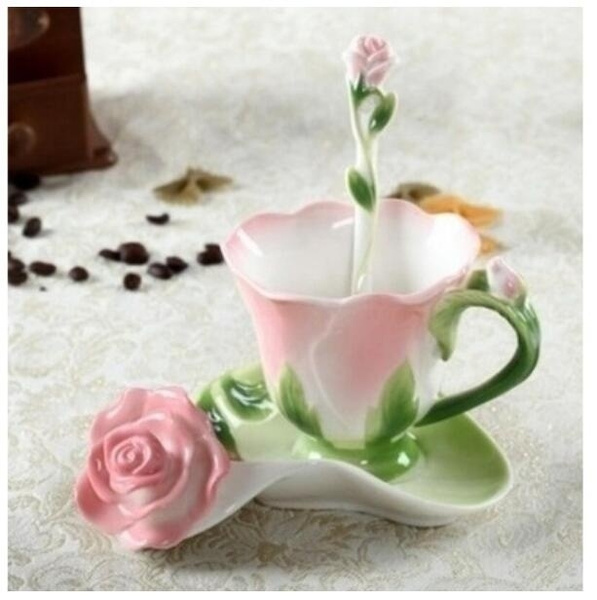 Ceramic Flower Coffee Cup, Coffee Mug Flower Ceramic