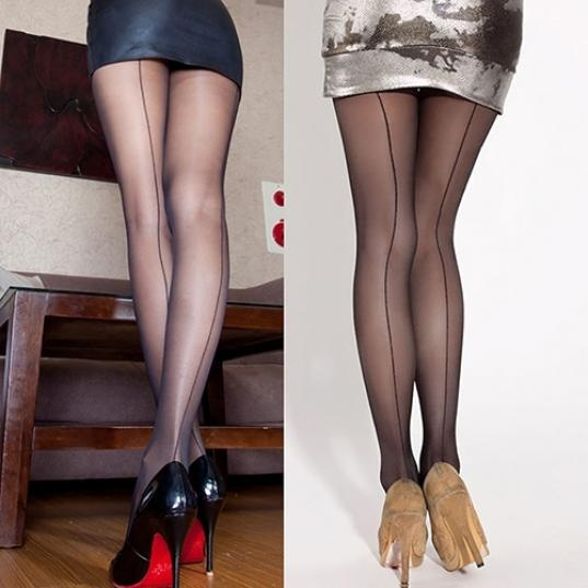 Attractive Sexy Women's Ultra Sheer Transparent Line Back Seam Tights  Stockings Pantyhose