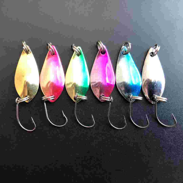 6Pcs 2.5g Metal Sequin Spoon Fishing Lures Trout Blinker Hard Baits Single  Hook