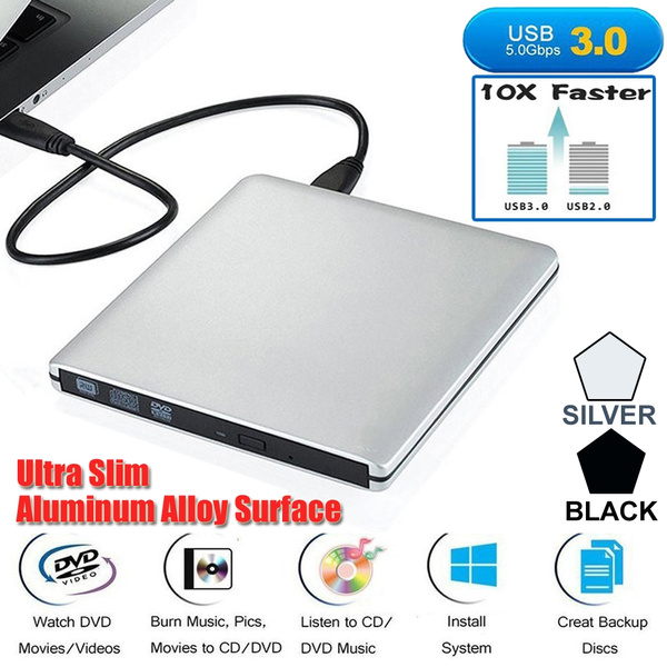 External Usb 3 0 Cd Dvd Drive Ultra Slim Aluminum Optical Cd Dvd Rw Drive Writer Burner Reader For Laptop And Desktop Pc Win Xp 7 8 10 Os Apple Mac Wish