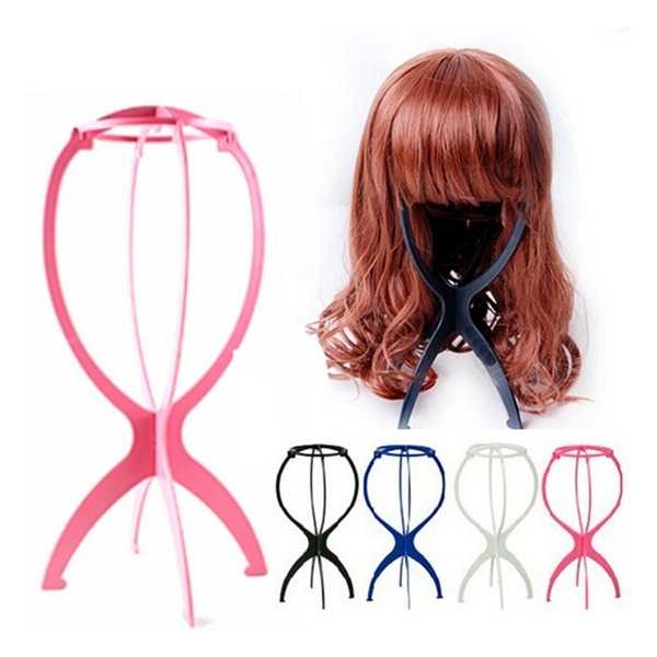 Plastic DIY Wig Stand Stable Portable Folding Stand Holder for Short Wig