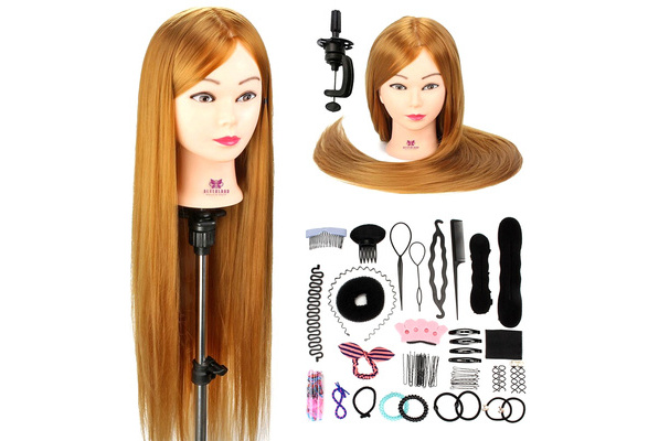 AIMEI 30'' Long Hair Styling Head Doll Hairdressing Training Head Mannequin  Hairstyles Doll + Clamp Hairdresser Mannequin Head