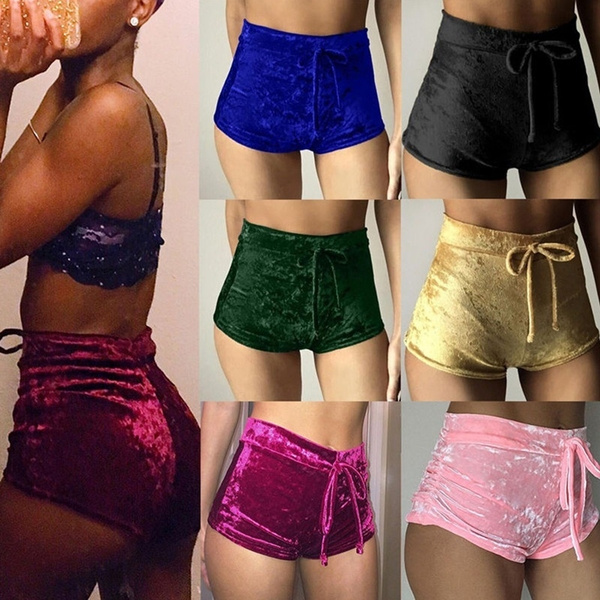 Crushed velvet 2025 drawstring shorts