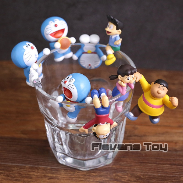 Hot Sale Putitto Series Doraemon Nobi Nobita Minamoto Shizuka Anime Cartoon Mini Pvc Figures Toys Cup Decoration Dolls 8pcs Set Wish