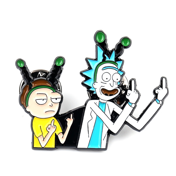 cartoon cute anime rick and morty brooch for women men cloth hat scarf  badge pin jewelry accessories gifts for kids halii  wish