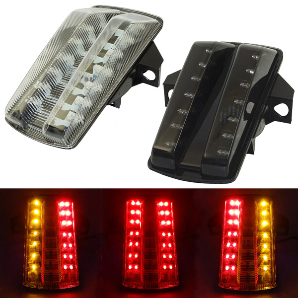 Tail Light Brake Tail Lights with Integrated Turn Signals Indicators Compatible with 2003-2011 Suzuki Sv650 Sv650S Sv1000 Sv1000S Clear HTTMT MT045 