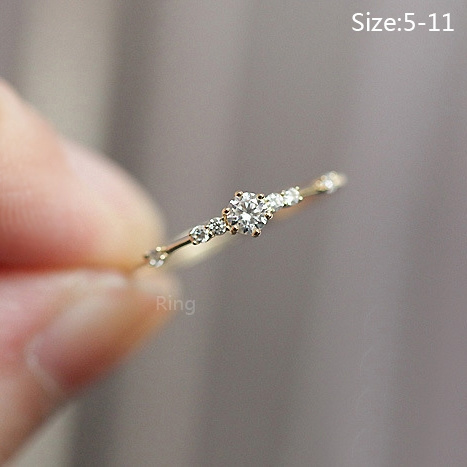 Buy Simple 18k Gold Rings for Teen Girls White Sapphire Studded Eternity  Wedding Ring 925 Sterling Silver Engagement Stackable Diamond Rings Women  Fashion Jewelry(Gold,9) at