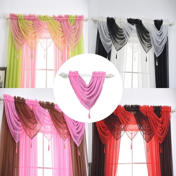 Voile Curtain Swags Pelmet Valance Net Vorh/änge Voile Swag Home Textiles VICKY-HOHO Vorhang Swags