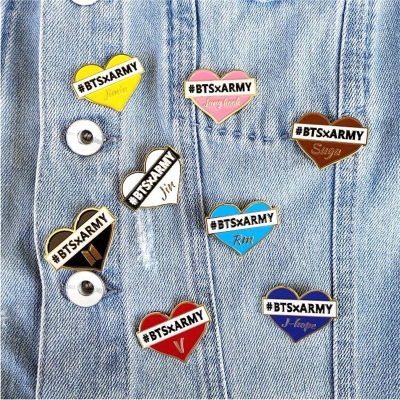 DHSPKN Kpop BTS ID Badge Holder Jungkook Brooches Bangtan Boys Suga Jimin Botton Pins for Bags Hats