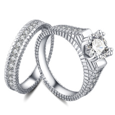 Sterling, whitesapphirering, Engagement Ring, birthstonering