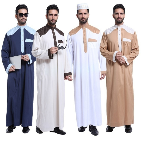 Mens Kaftan Jubba Thobe White Abaya Arab clothing Man Islamic clothing Ropa  Arabe hombre | Wish