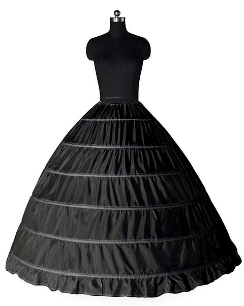 Gotik Schwarz Reifrock 6 Ringe TÜLLROCK Petticoat Unterrock Krinoline Brautkleid 