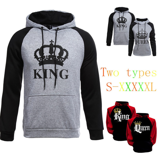 Plus size S XXXXXL Women and Men Printed King Queen Hooded Outfits