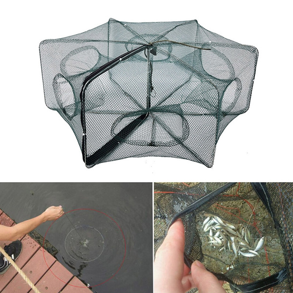 Foldable Crab Net Trap Cast Dip Cage Fishing Net for Fish Minnow