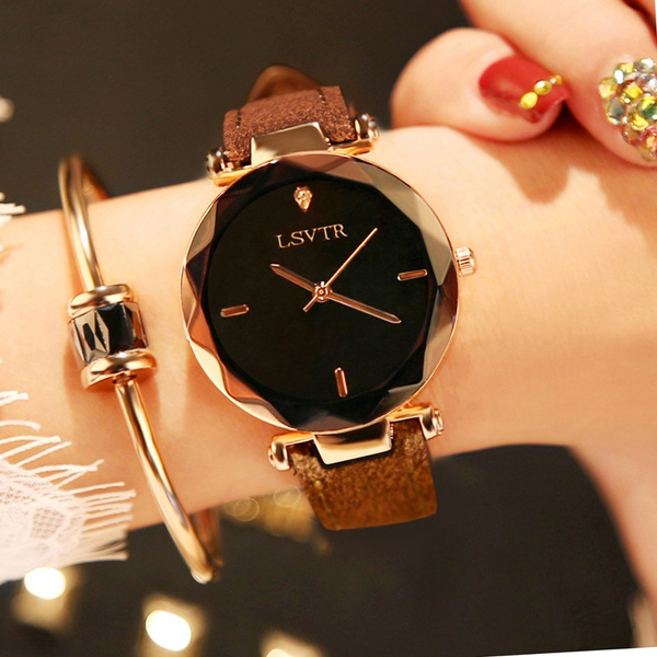 Ladies watch 2024 with leather belt