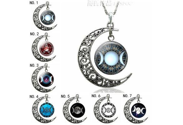 Details about   Triple moon crescent Red Photo Silver Cabochon Glass Pendant Keychain #1 