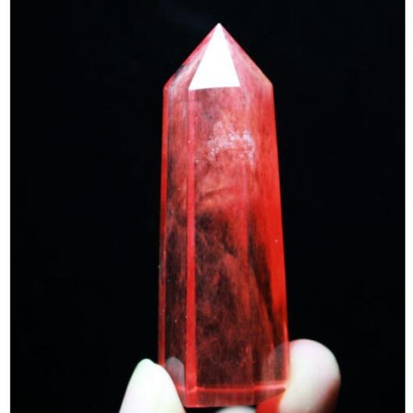 50-60MM Red Smelting Quartz Crystal Point Healing DT Hexagonal Wand Obelisk 1PC 