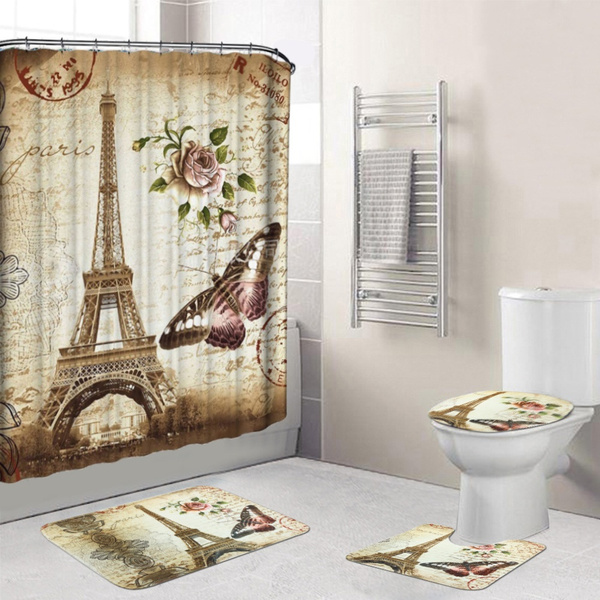 Beautiful Eiffel Tower Paris Print Bathroom Decoration Mildew Proof Waterproof Shower Curtain Non Slip Bath Mats Wish Beautiful Eiffel Tower Paris Print, Paris Themed Bathroom Shower Curtain
