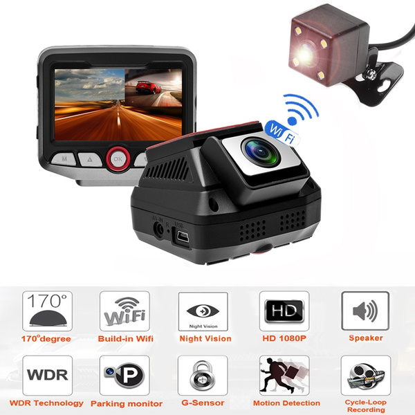 HD 1080P Hidden Mini WiFi Car DVR Rear Camera Dash Cam Video Recorder Dual Lens